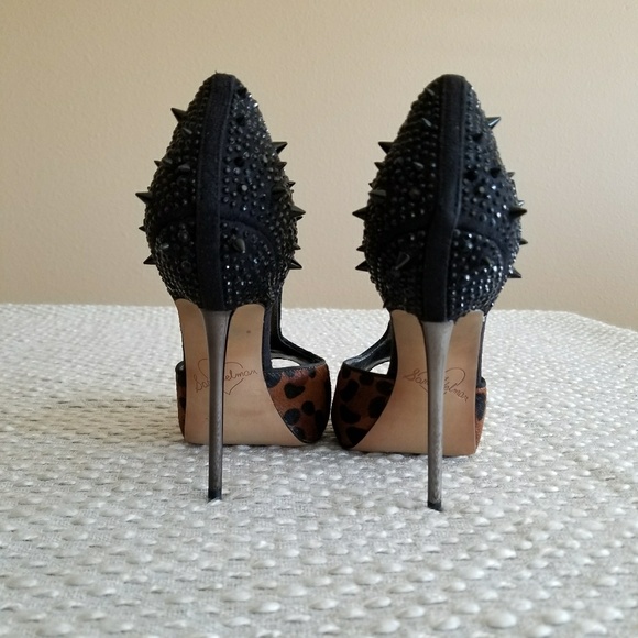 Sam Edelman Peeptoe leopard print heels 4.5" - Picture 2 of 5